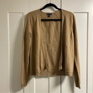 GAP 100% Cashmere Open Front Knit Cardigan Sweater Camel Tan Size Medium